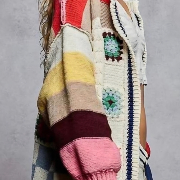 POL Colorful Crochet Women's Cardigan - Picture 2 of 6
